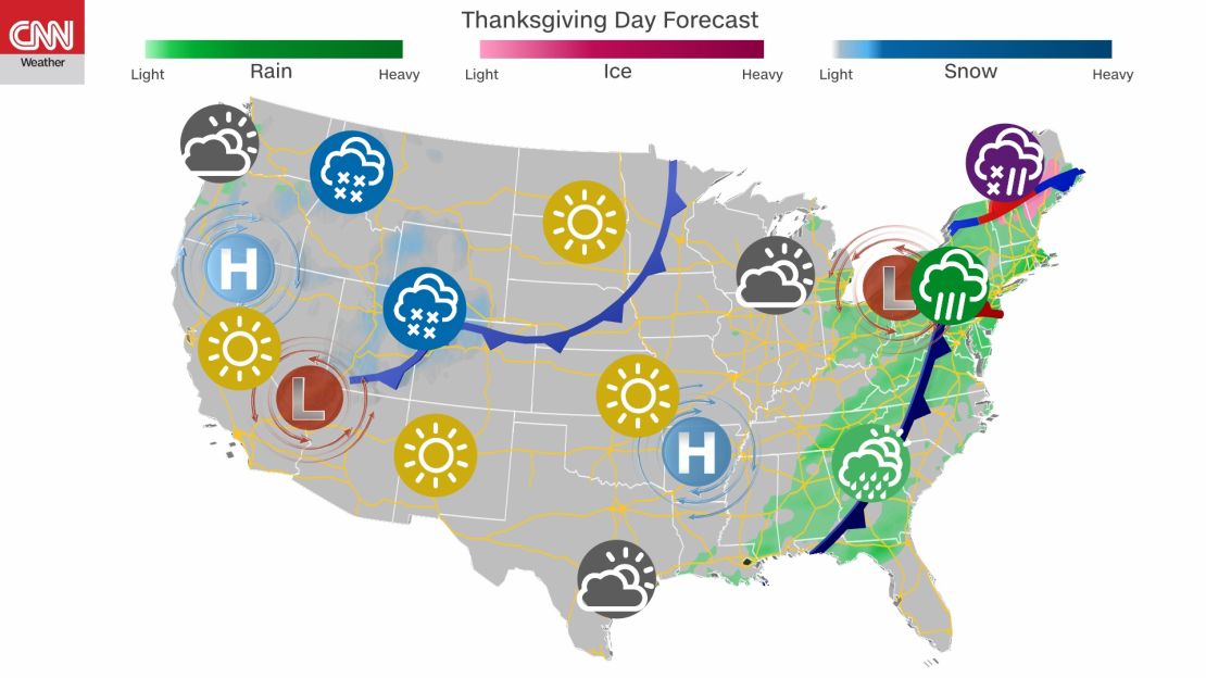 thanksgiving weather map 23112020