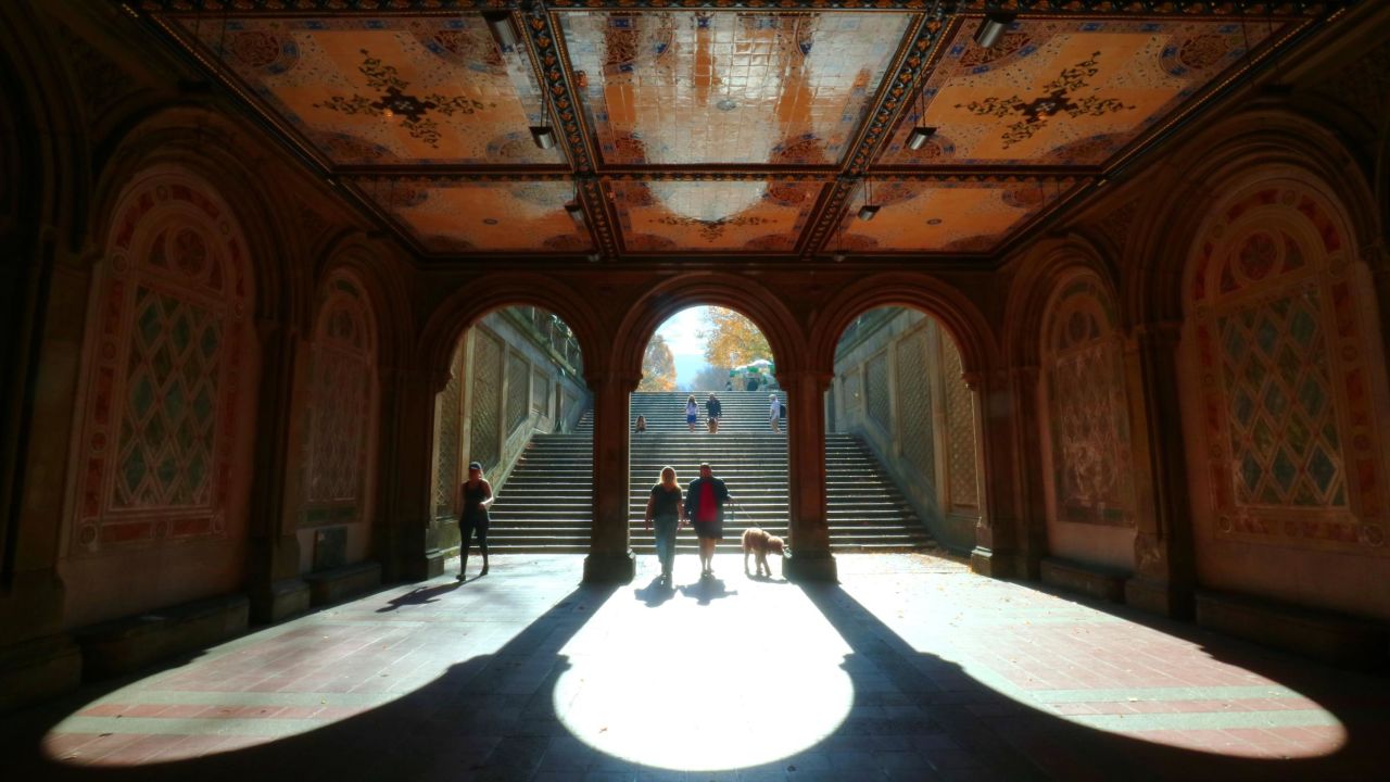 <strong>New York: </strong>On a November day, people walk through the 19th-century Bethesda Terrace which sits at the southern shore of the lake in Central Park. 