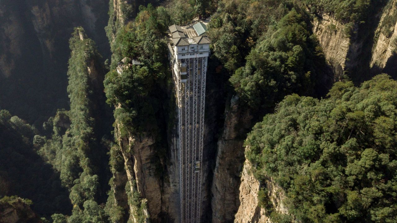 <strong> Zhangjiajie, China:</strong> Zhangjiajie National Forest Park, whose scenery is said to have inspired the film "Avatar," is home to the 326-meter-tall glass Bailong Elevator, the world's tallest outdoor elevator. 