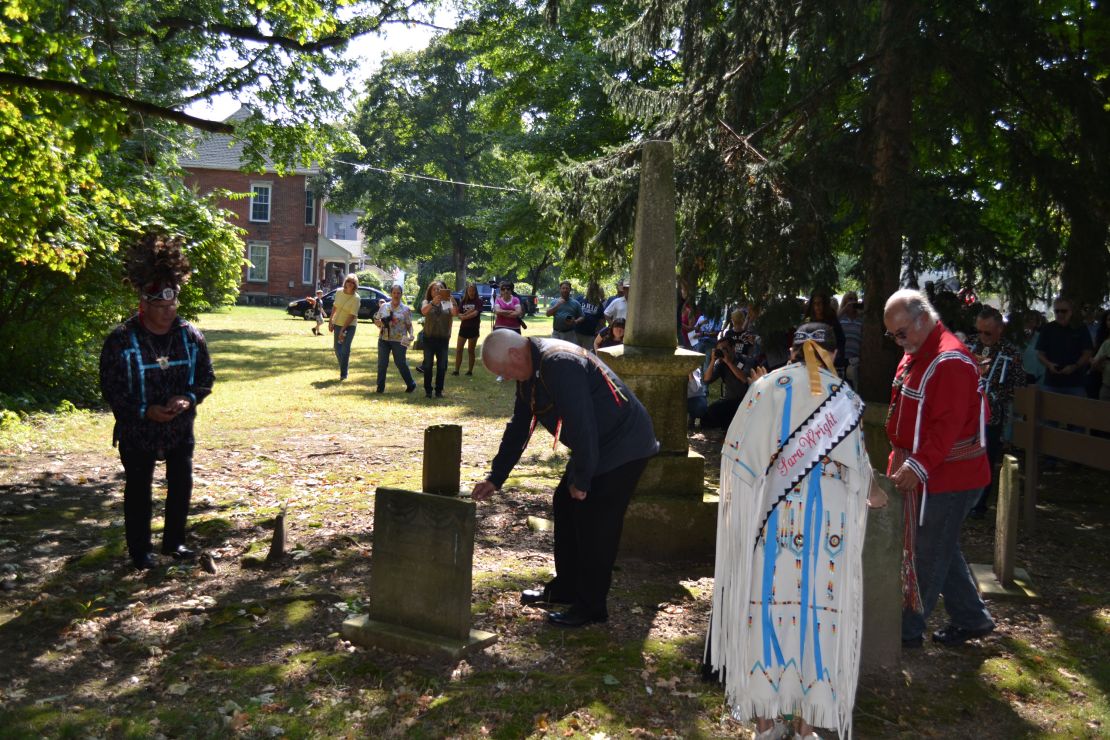 The Wyandotte Nation and the United Methodist Church gather at a cemetery in Upper Sandusky, Ohio.