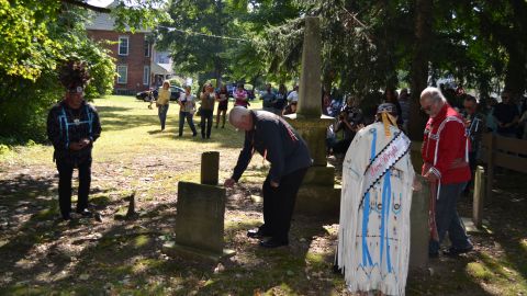 The Wyandotte Nation and the United Methodist Church gather at a cemetery in Upper Sandusky, Ohio.