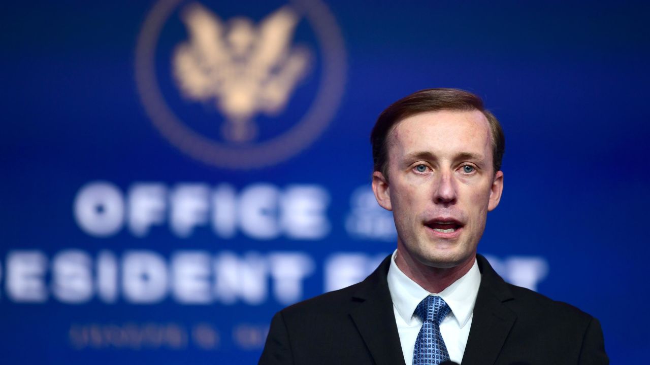 National Security Advisor nominee Jake Sullivan speaks after being introduced by President-elect Joe Biden as he introduces key foreign policy and national security nominees and appointments at the Queen Theatre on November 24, 2020 in Wilmington, Delaware.