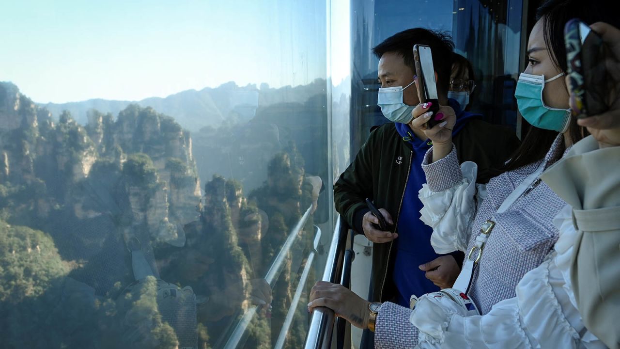 <strong>Admiring the views: </strong>The lift serves as an easy gateway to some of the main attractions of the park including Golden Whip Stream, Tianzi Mountain and views of the Southern Pillar of Heaven -- which was later renamed "Hallelujah Mountain" in honor of "Avatar" director James Cameron's floating mountains.