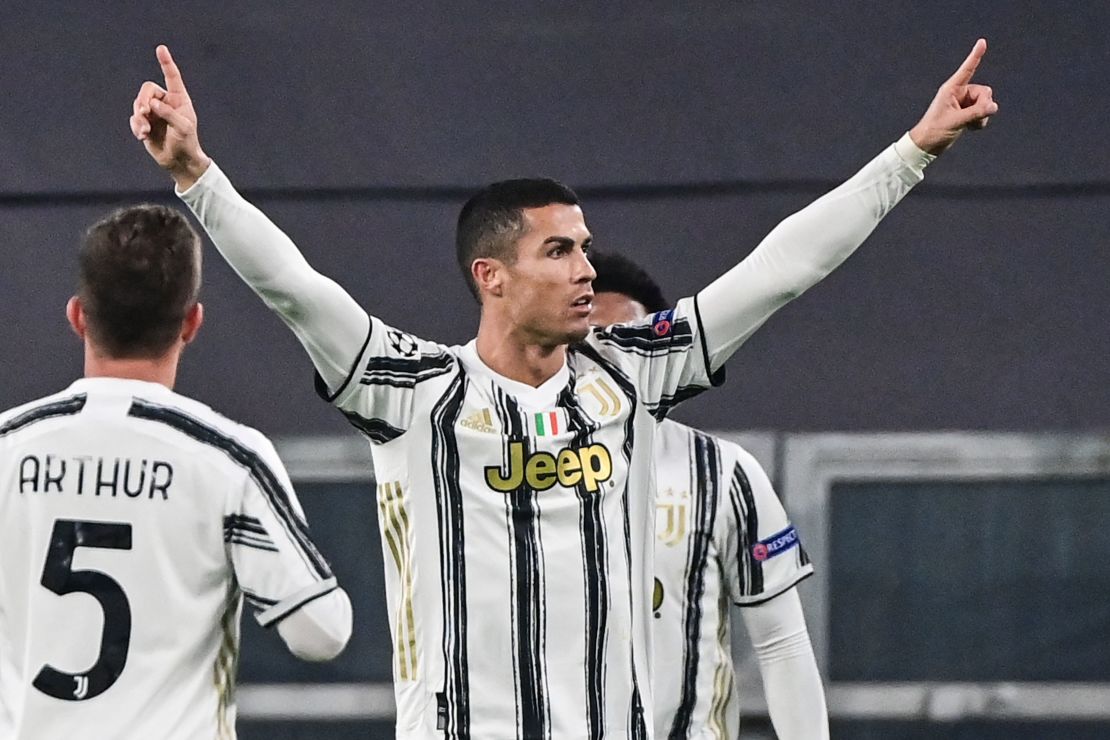 Juventus' Cristiano Ronaldo celebrates after scoring an equalizer.