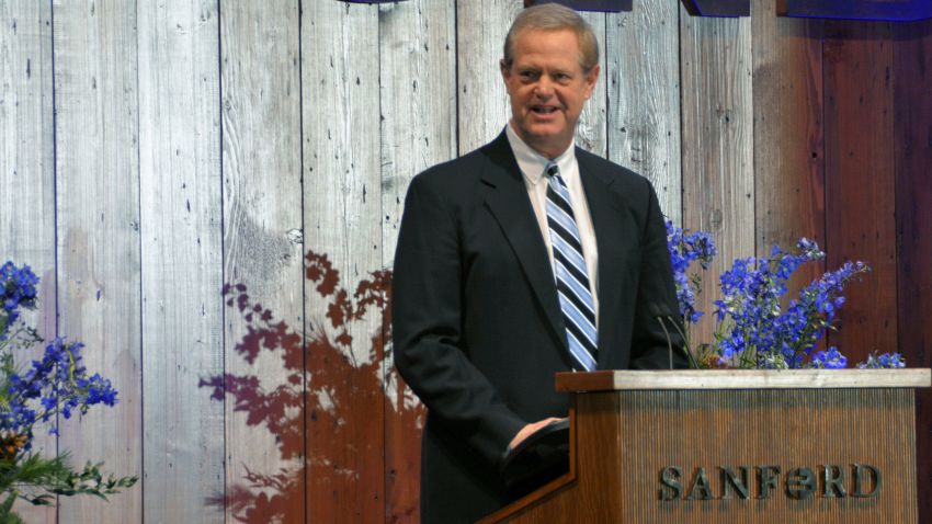 Kelby Krabbenhoft, chief executive officer of Sanford Health, announces a $125 million gift from philanthropist T. Denny Sanford that will establish a program to integrate genetics into primary care and internal medicine, Tuesday, Jan. 7, 2014, in Sioux Falls, S.D. (AP Photo/Dirk Lammers)