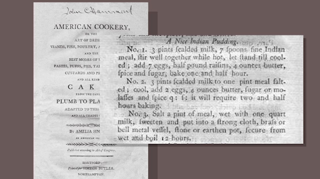 Historians hold up "American Cookery" by Amelia Simmons as the first real American cookbook, published in 1796. Flip through this one and more at the Michigan State University digital library.  