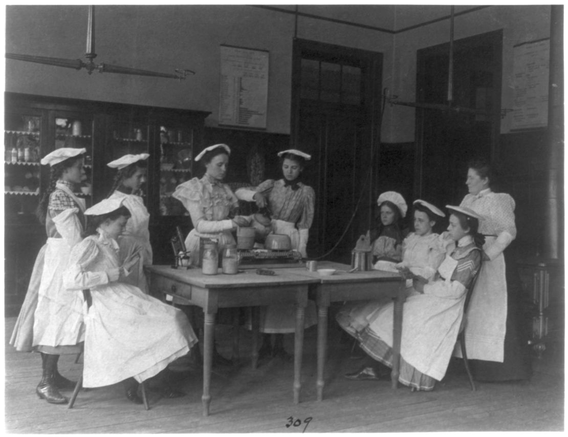 A home economics class in Washington D.C. circa 1899.