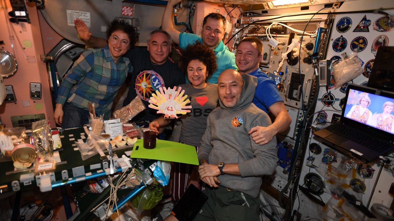It's not Thanksgiving in space without some handmade turkey decor.