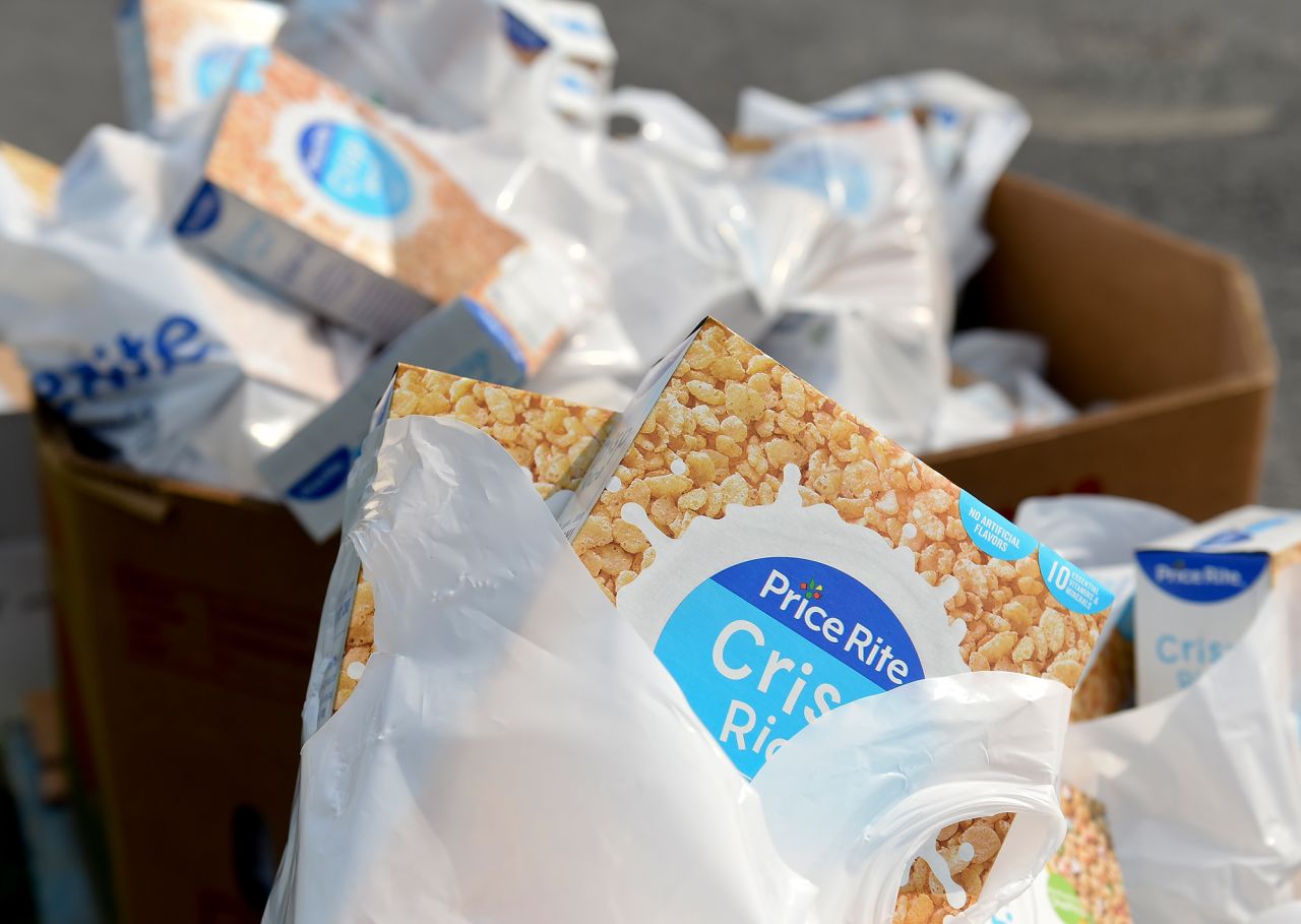 Boxes of cereal are ready to be distributed at the Hope Rescue Mission in Reading, Pennsylvania, in August.