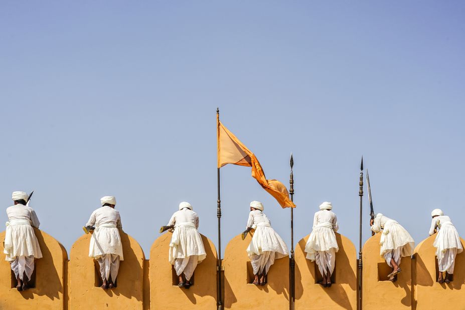 Guards at Amer Fort, a palace and former military stronghold in Rajasthan, India. 