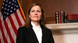 WASHINGTON, DC - OCTOBER 1: Judge Amy Coney Barrett, President Donald Trump's nominee for Supreme Court, poses for a photo before a meeting with Senator Steve Daines, R-Mont., at the United States Capitol Building on October 1, 2020 in Washington, DC. Barrett is meeting with senators ahead of her confirmation hearing which is scheduled to begin on October 12, less than a month before Election Day. (Photo by Anna Moneymaker - Pool/Getty Images)