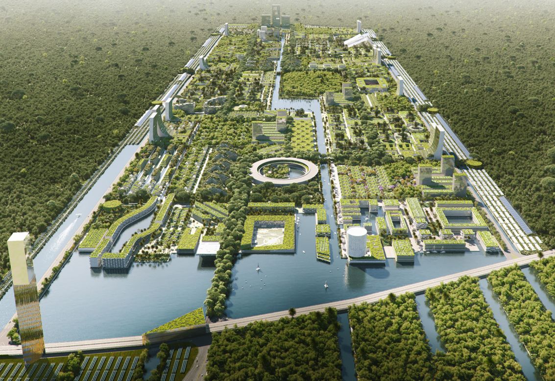 Boeri's smart, green city designs incorporate clean energy and transport into the infrastructure: sustainable solutions like solar panels and electric, semi-automatic transport networks are just a few ideas in the proposal for the Forest City of Cancun.