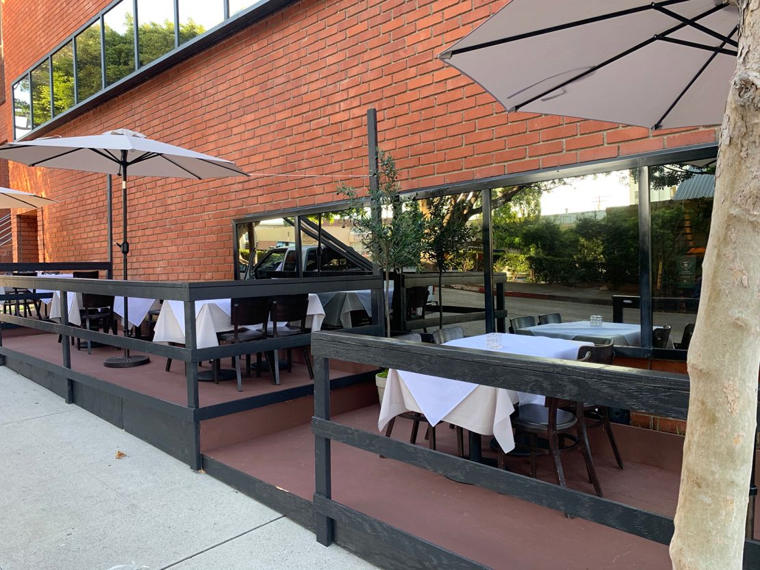 Tables are set up outside Toscana.