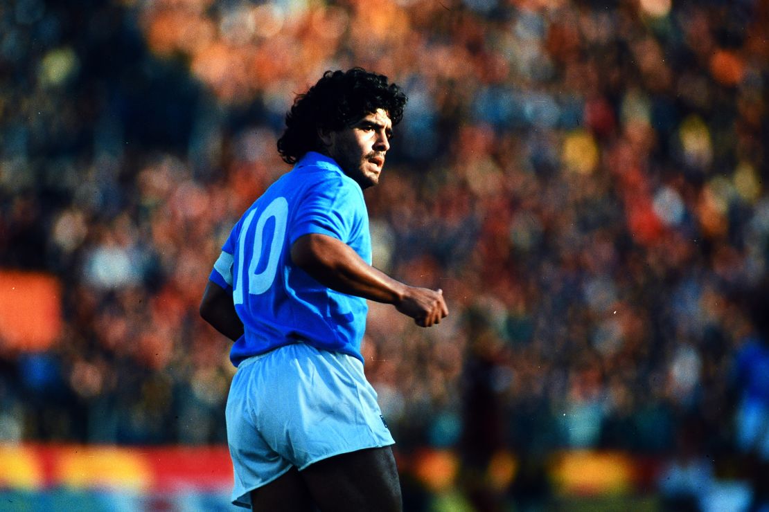 Diego Maradona playing for Napoli in 1986. 
