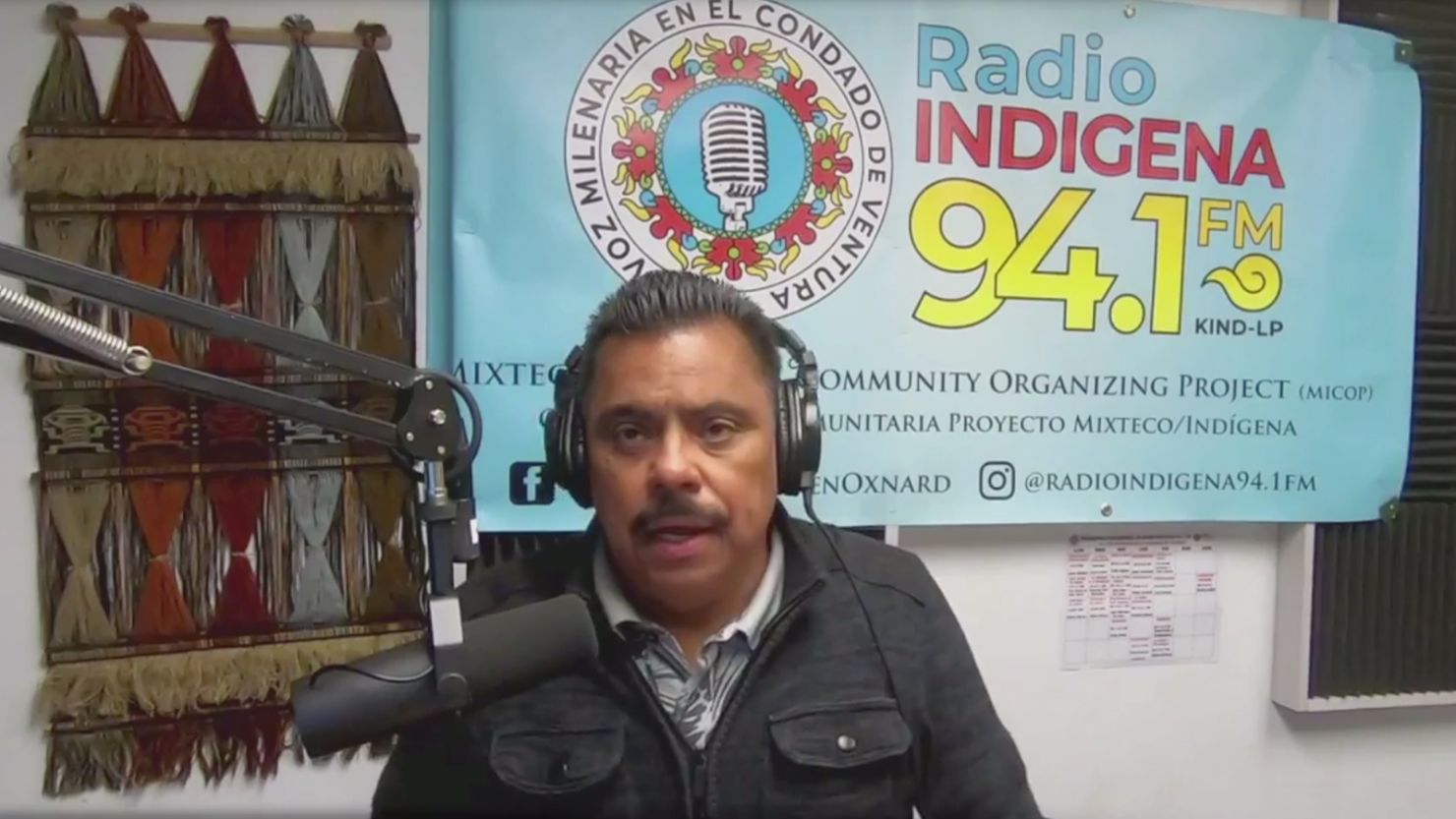 Francisco Didier Ulloa and a colleague host a show on Radio Indígena in Spanish and Mixteco, a indigenous Mexican language.