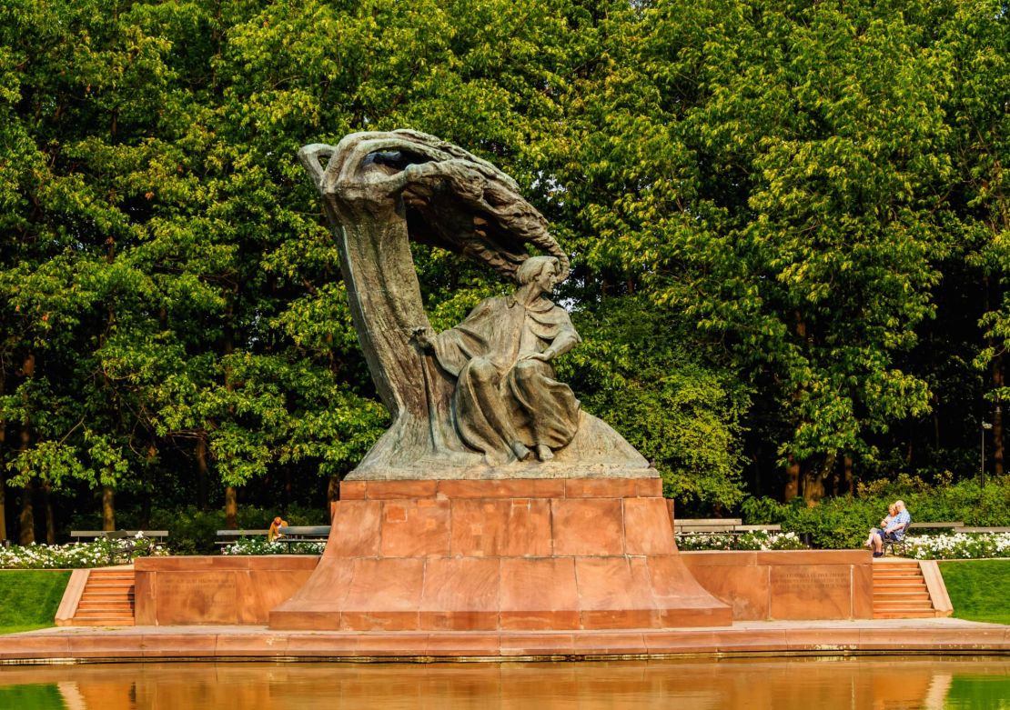 A statue of Chopin in the Royal Baths Park, Warsaw.