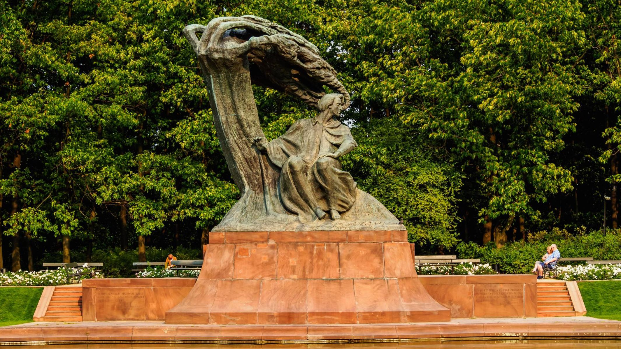 A statue of Chopin in the Royal Baths Park, Warsaw.