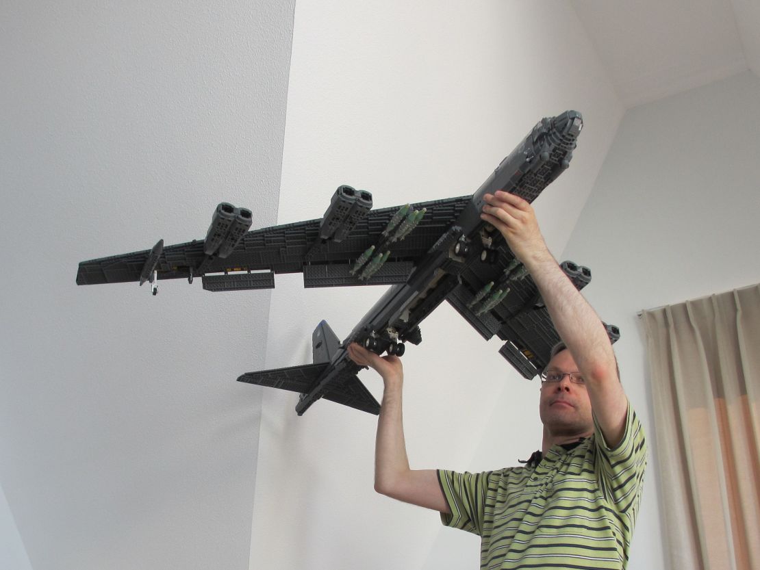 Dutch LEGO builder Ralph Savelsberg shows off a model he made of a US Air Force B-52 bomber with a 5-foot wingspan.