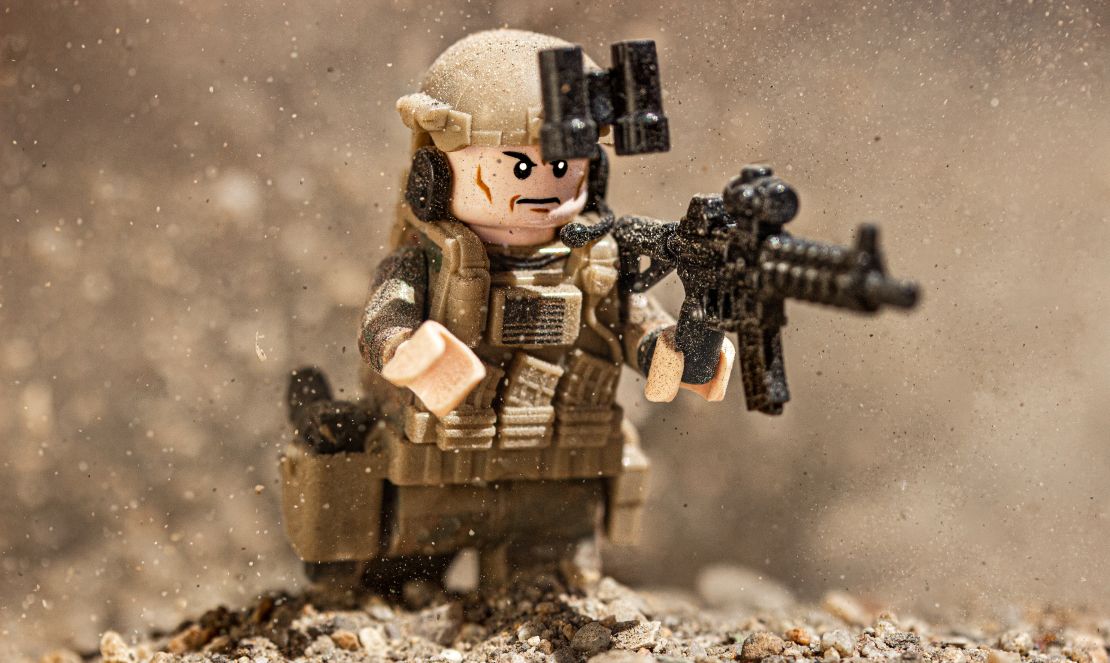 A figure stylized as a US soldier from Battle Brick Customs.