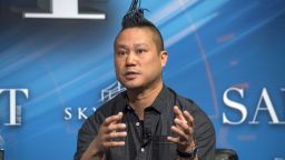 Tony Hsieh, chief executive officer of Zappos.com Inc., speaks at the Skybridge Alternatives (SALT) conference in Las Vegas, Nevada, U.S., on Thursday, May 18, 2017. The SALT Conference facilitates balanced discussions and debates on macro-economic trends, geo-political events and alternative investment opportunities for the year ahead. Photographer: David Paul Morris/Bloomberg via Getty Images