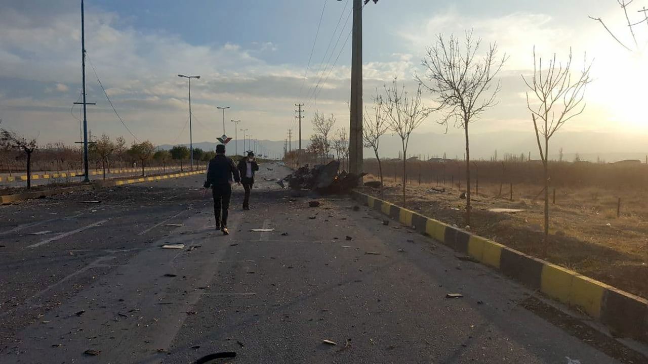 A view of the scene where Mohsen Fakhrizadeh was killed, in Absard, Iran on Friday.