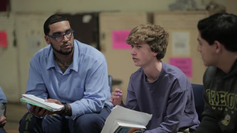 Vincent Rivera participates in the reading group.