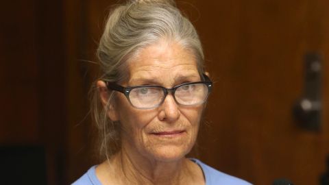 Leslie Van Houten attends her parole hearing at the California Institution for Women in Corona, California in 2017.