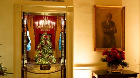 The Red Room of the White House is decorated during the 2020 Christmas preview, Monday, Nov. 30, 2020, in Washington.
