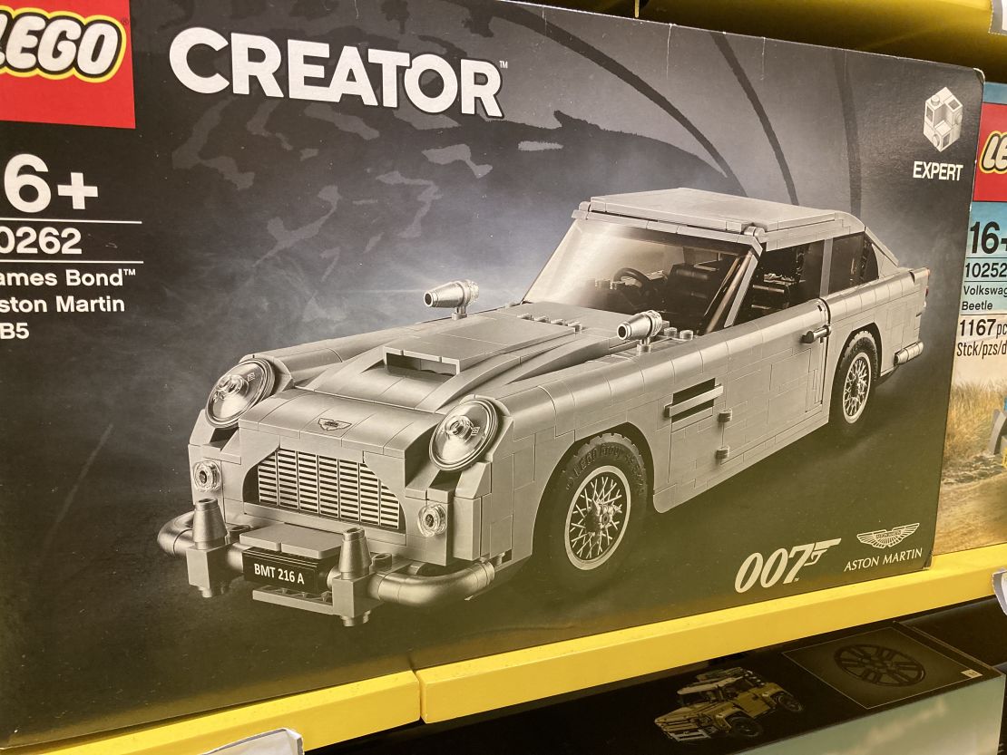 A LEGO James Bond Aston Martin set on the shelf of a Hong Kong store.