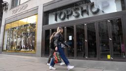 LONDON, ENGLAND - NOVEMBER 27: A general view of Topshop's flagship store on Oxford Street today on November 27, 2020 in London, England. British fashion empire Arcadia, which owns Topshop stores, announced Friday it was evaluating several "rescue options" to save its brands after media reports suggested an imminent bankruptcy attributed to the coronavirus pandemic. Bankruptcy of the group, which has 13,000 employees and more than 500 stores, would be a thunderclap in British commerce, already hit hard by the health crisis and the rise in online shopping. (Photo by Karwai Tang/WireImage)