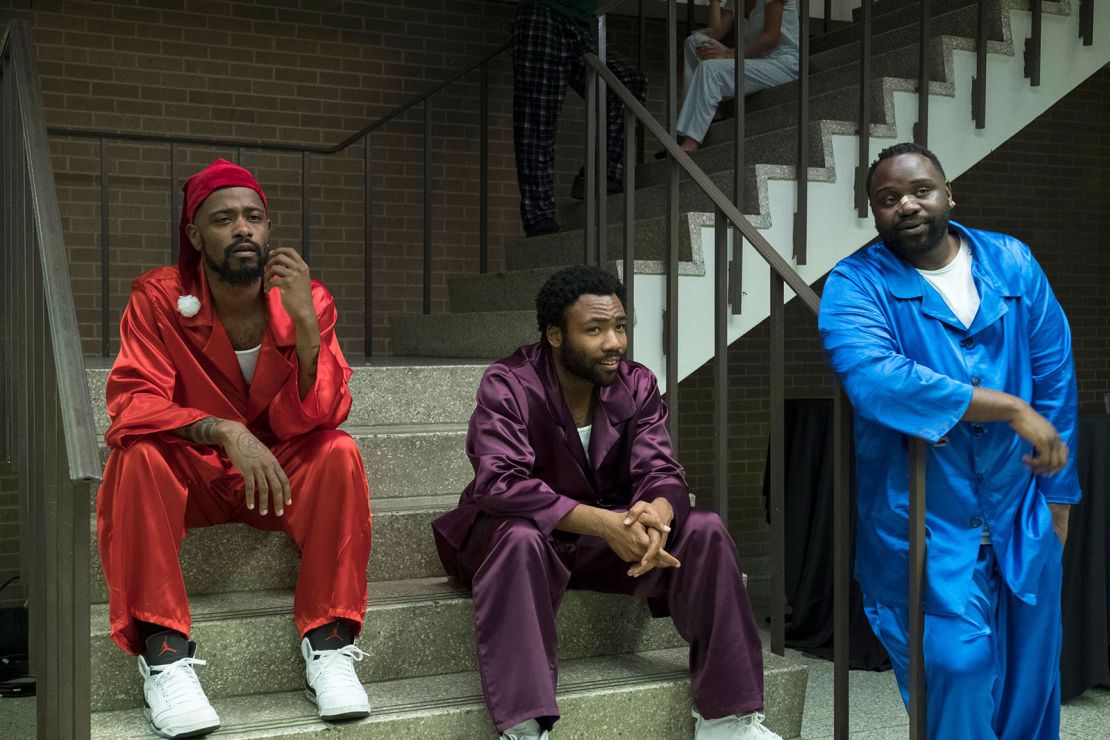 Lakeith Stanfield, Donald Glover and Brian Tyree Henry, from left, in an episode from Season 2 of "Atlanta."