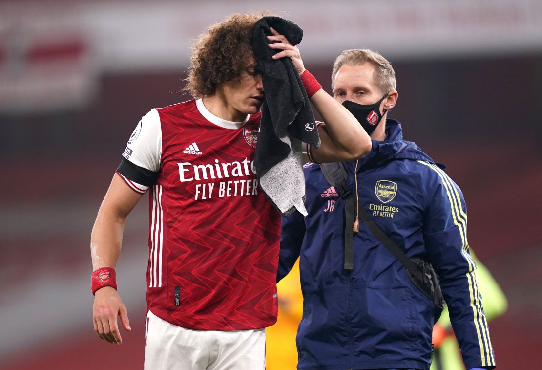 David Luiz needed stitches for the cut sustained in the collision.