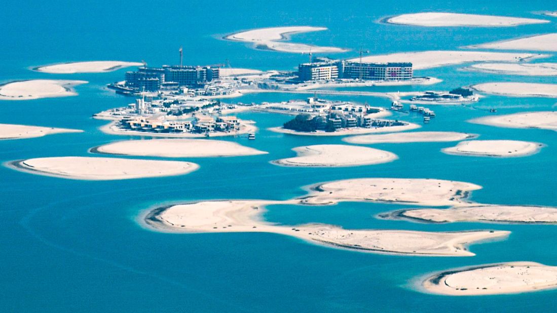 <strong>A world away: </strong>Despite the pandemic, construction has been continuing apace on the Heart of Europe, an ambitious project to recreate the spirit of popular European destinations off the coast of Dubai. This image from July 2020 shows work still underway. 