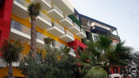 The Portofino resort has colorful, Italian-style, facades.
