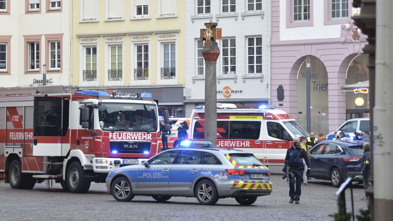 German police say two people were killed when a car drove into a pedestrian zone.