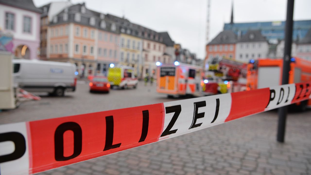 A square in Trier, Germany, is blocked off by the police after the incident Tuesday.