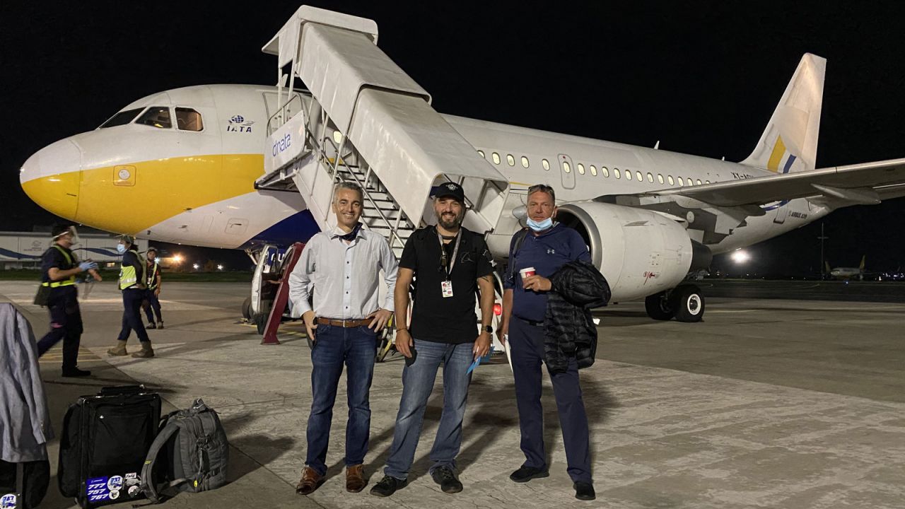 <strong>The team:</strong> Jet Test partner Gloyd Robinson, Steve Giordano and engineer Magnus Karlsson in Clark, Philippines about to return an off-lease A319 from Myanmar Airlines to storage in Arizona.