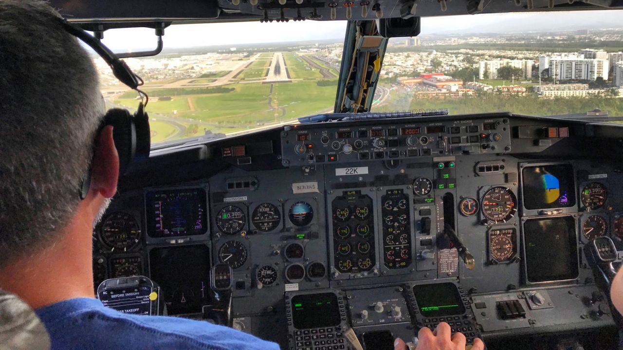 <strong>Airport approach:</strong> Approaching the runway in San Juan, Puerto Rico enroute to Johannesburg, South Africa in a B737-400 freighter.