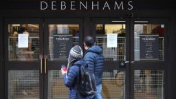 01 December, 2020 People walking past Debenhams department store on the High Street in Winchester, Hampshire, the 242-year-old department store chain said its administrators have regretfully decided to start its liquidation process, while continuing to seek offers. (Photo by Andrew Matthews/PA Images via Getty Images)