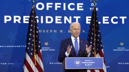 President-elect Joe Biden speaks during an event to name his economic team at the Queen Theater on December 1, 2020 in Wilmington, Delaware. 