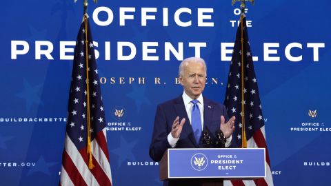 President-elect Joe Biden speaks during an event to name his economic team at the Queen Theater on December 1, 2020 in Wilmington, Delaware. 