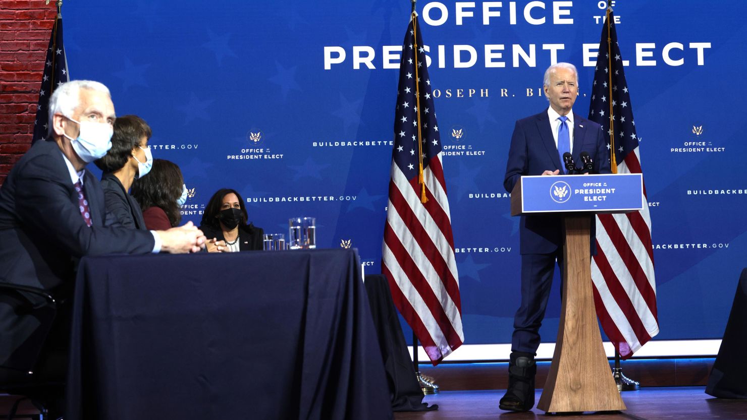 President-elect Joe Biden speaks during an event to name his economic team at the Queen Theater on December 1, 2020 in Wilmington, Delaware.