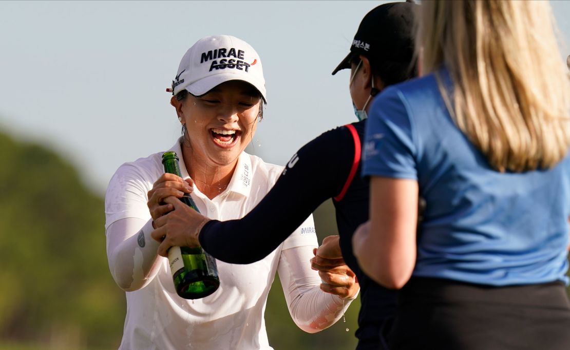 Kim celebrates after winning the LPGA Pelican Women's Championship.