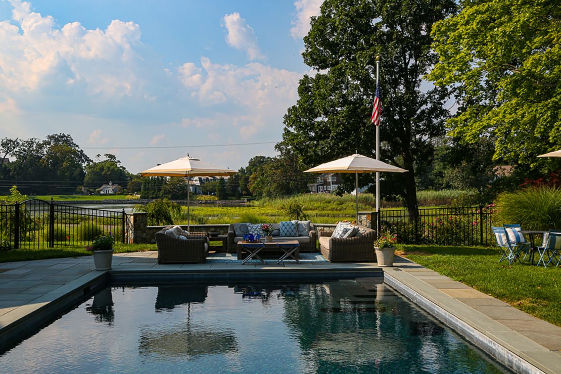 The swimming pool at a home in the Riverside section of Greenwich.