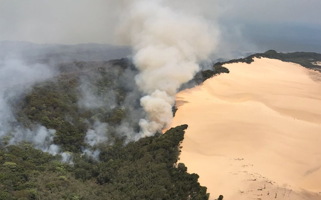 A bushfire spreads through Australia's Fraser Island.