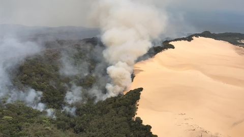A bushfire spreads through Australia's Fraser Island.