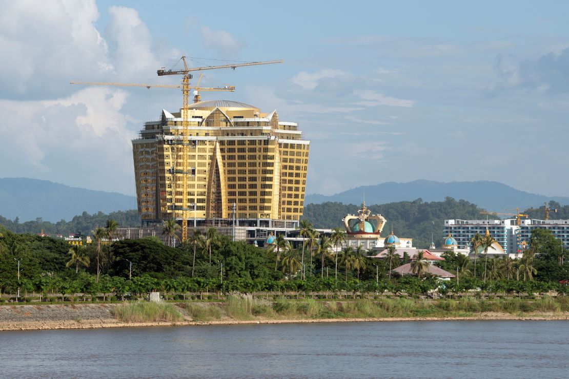 A view over the Mekong River to the Kings Romans Casino in Laos.