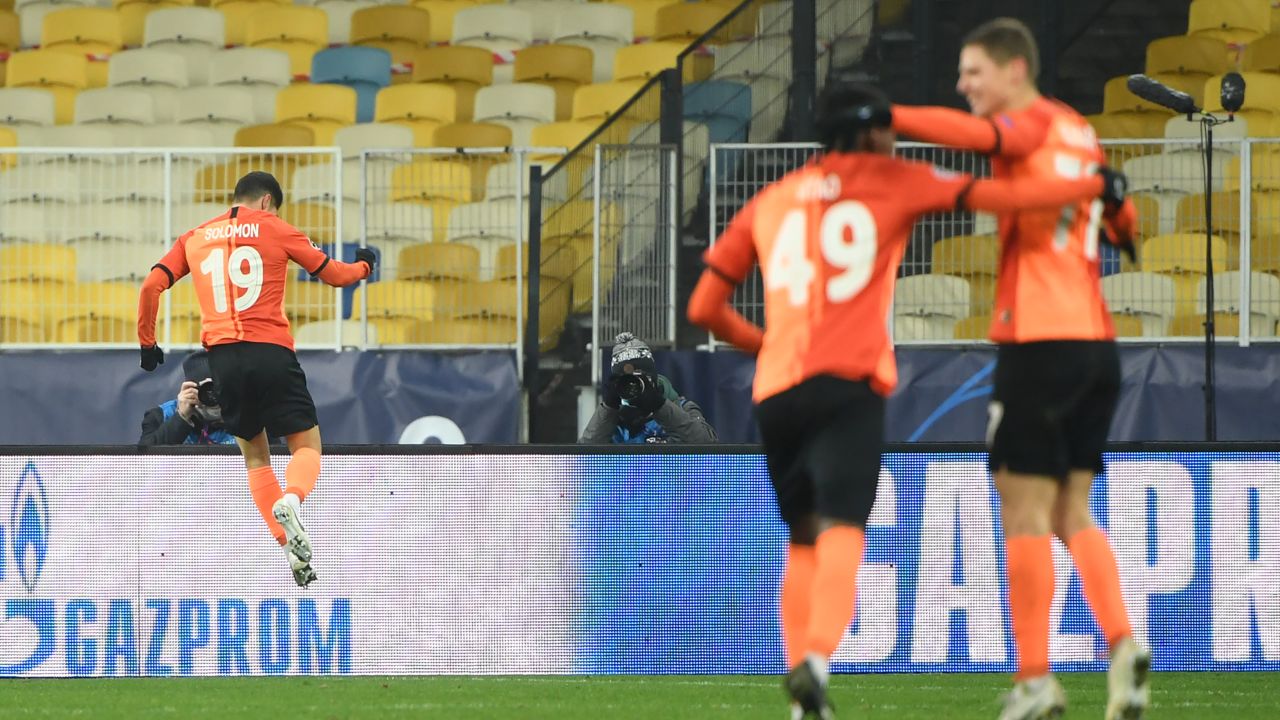 Israeli forward Solomon, left, celebrates scoring his team's second goal against Real Madrid.