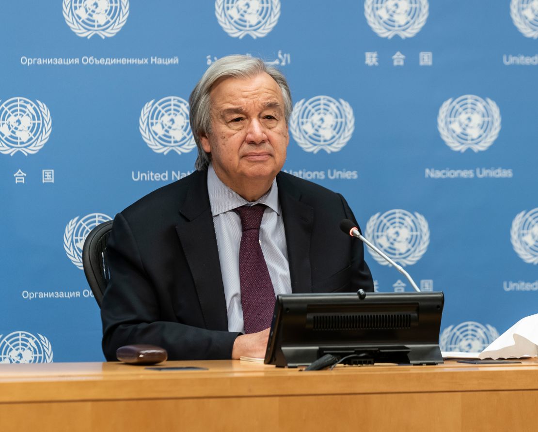 UN Secretary-General Antonio Guterres is pictured during a press briefing at the UN headquarters in New York.