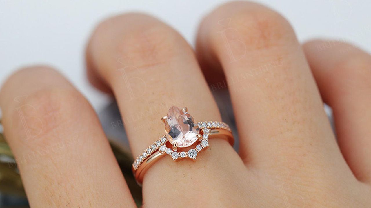 Belloring Vintage Morganite Engagement Ring Set